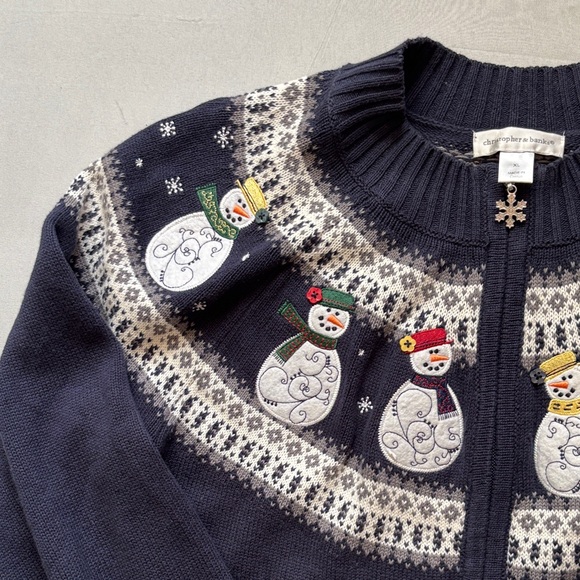 Christopher & Banks Navy Snowman Cardigan - Picture 4 of 8